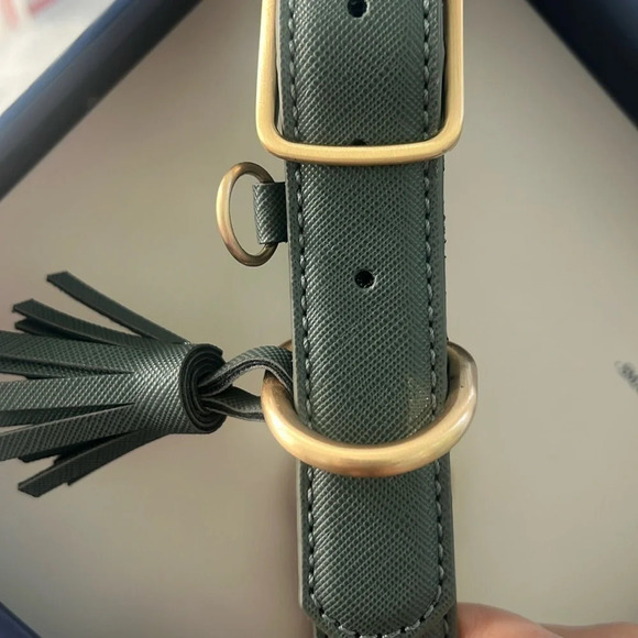 Southern Living Vegan-Leather Dog Collar Teal-Blue w/ Tassel Gold HW NWT - Picture 8 of 14